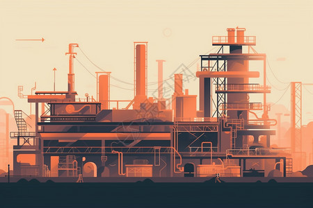 大型工业加工厂机械平面插图图片