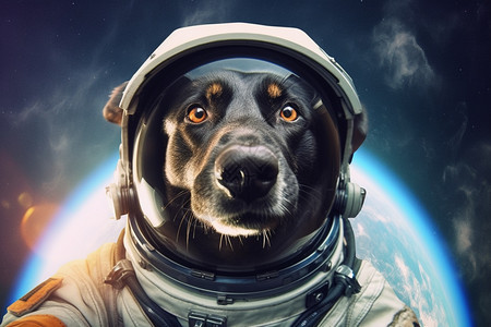 宇航员制服的狗狗图片