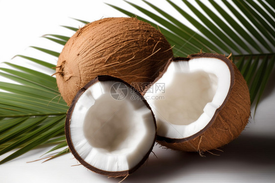 打开的椰子图片