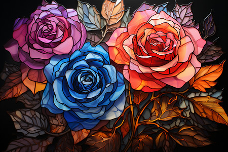 多彩的玫瑰花图片