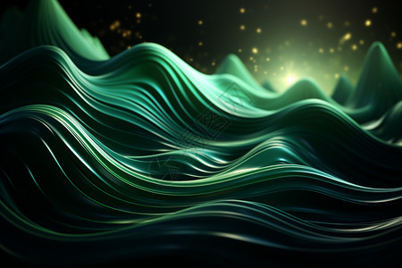 3D墨绿色丝绸般的海浪图片