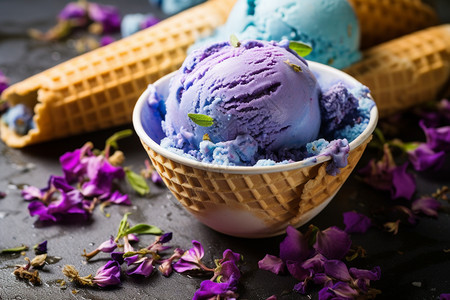 紫色的冰淇淋球图片