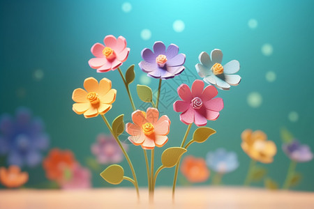 梦幻色彩的3D花朵图片