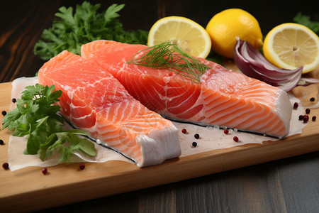 海鲜烹饪健康的美食三文鱼背景