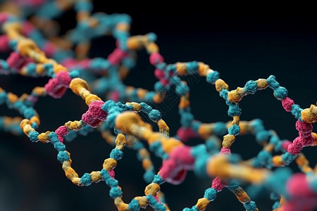 DNA彩色链分子模型图片