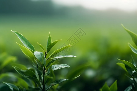 人工种植的绿色茶叶图片