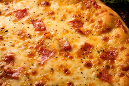美味的培根披萨高清图片
