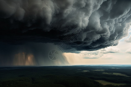 辽阔草原上的雷暴天气图片