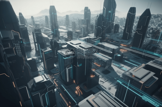 未来派智能城市景观图片