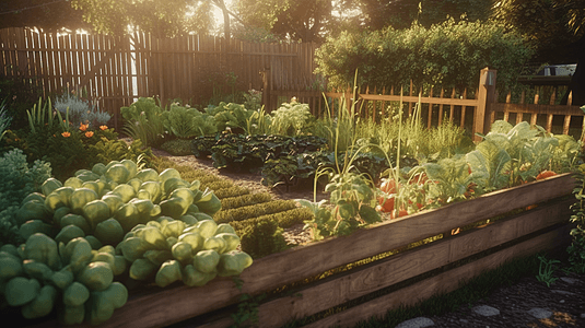 乡村院落内种植的菜园背景图片