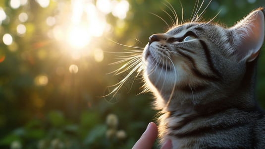 望向天空的小猫图片