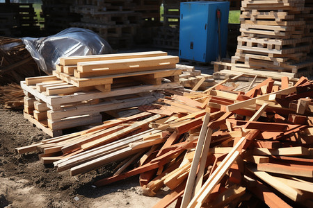 堆放的木板建筑材料图片