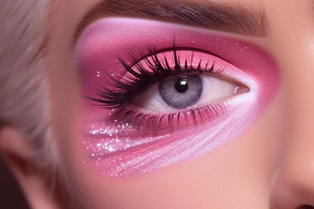 粉色梦幻芭比标志性的眼妆背景