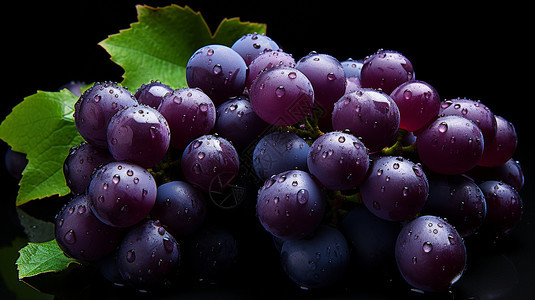 新鲜的紫葡萄串背景图片
