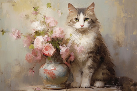 猫和花瓶图片