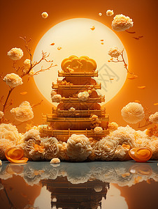 创意中秋节月饼艺术插图图片