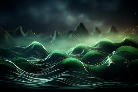 惊奇的绿色波浪图片