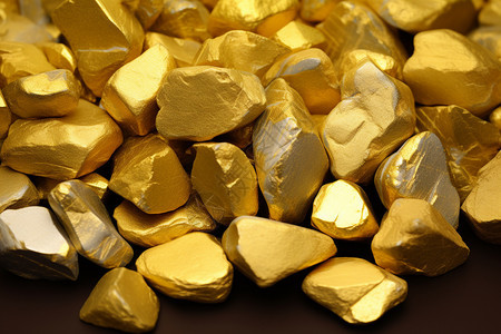采掘出的黄金矿石图片