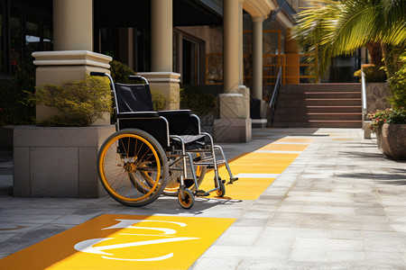户外用品无障碍通道上的轮椅背景
