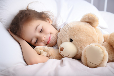 卧室床上熟睡的小女孩图片