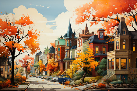 迷人的秋色城市图片