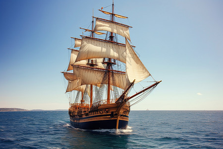 复古帆船巨大的帆船背景