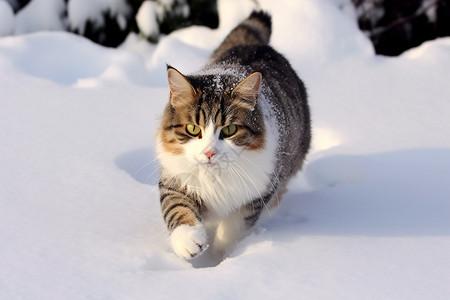 雪地里的猫咪高清图片