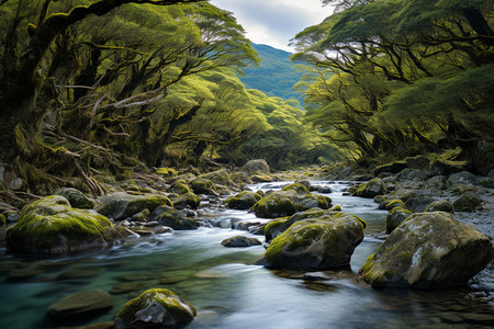 美丽的森林湖泊景观图片