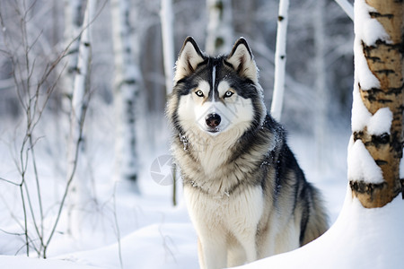 冬季森林中野生的狼图片