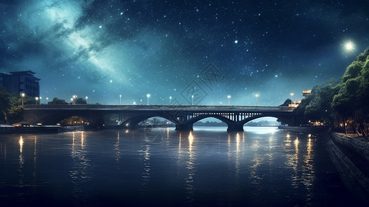星空下的大桥图片