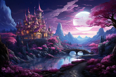 梦幻彩色的城堡建筑图片