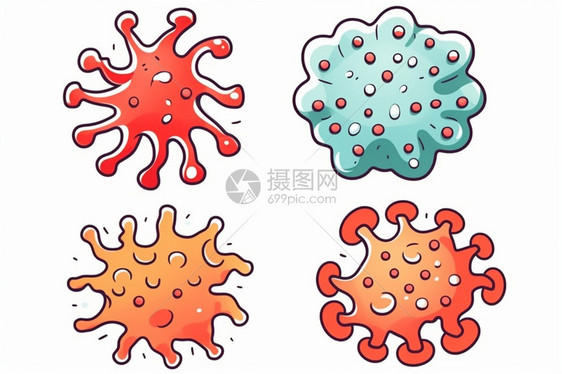 生物细菌病毒卡通插图图片