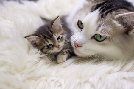 猫妈妈和小猫高清图片