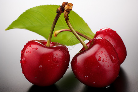 鲜红欲滴的樱桃图片
