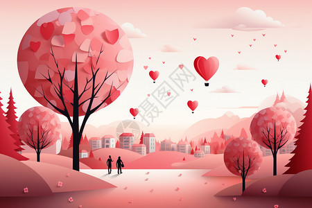 浪漫的情人节平面插图图片