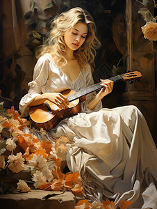 弹吉他的女人图片