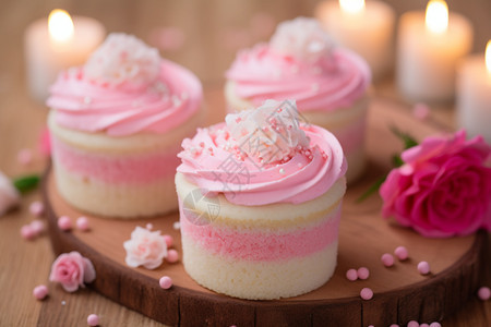 甜蜜奶油粉色小蛋糕图片