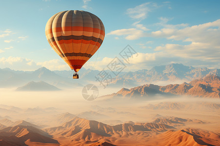 沙漠上空的热气球图片