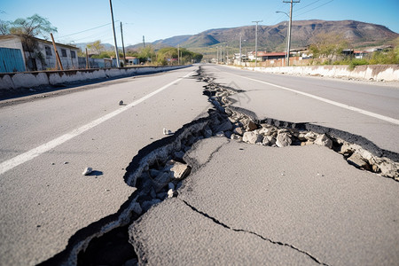 地震裂缝损坏的道路背景