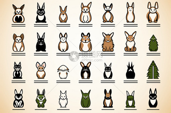 光滑线性兔子图标图片