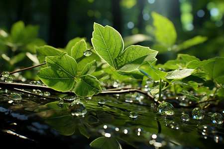 植物上的雨滴图片