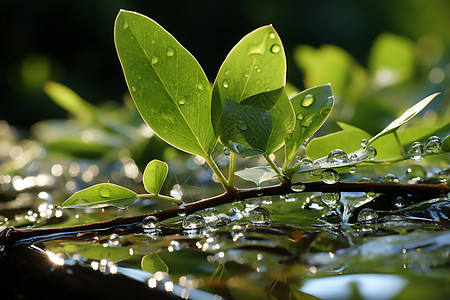 水面上的植物图片