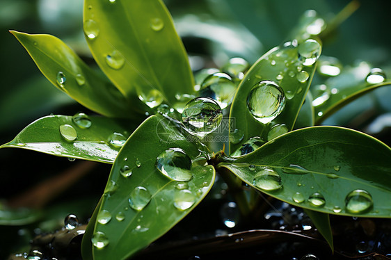 植物叶子上的水珠图片