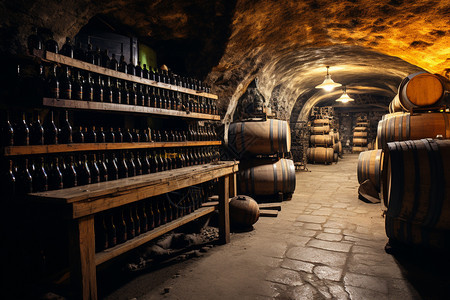 葡萄酒酒窖内部环境背景图片