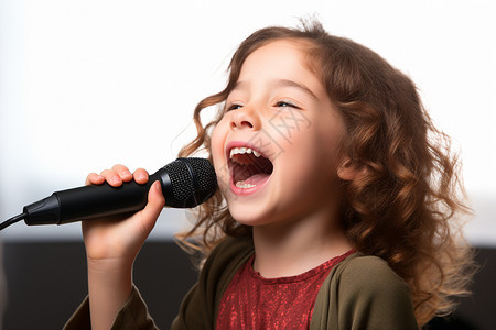 放声歌唱的小女孩背景图片