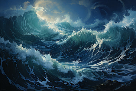 气势磅礴的海浪背景图片