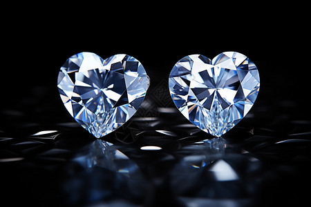 珠宝钻石闪耀的爱心形状钻石背景
