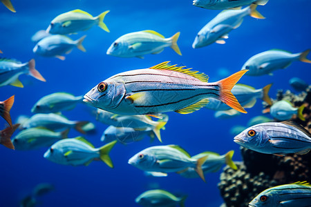 水族馆中的鱼群图片