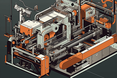 工业车间的复杂机器插图图片