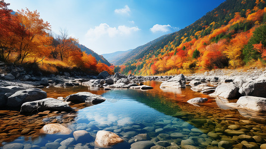 秋天的河边景色图片